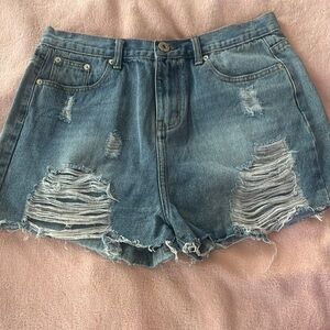 POL Blue Distressed Jean Shorts Vintage-Inspired